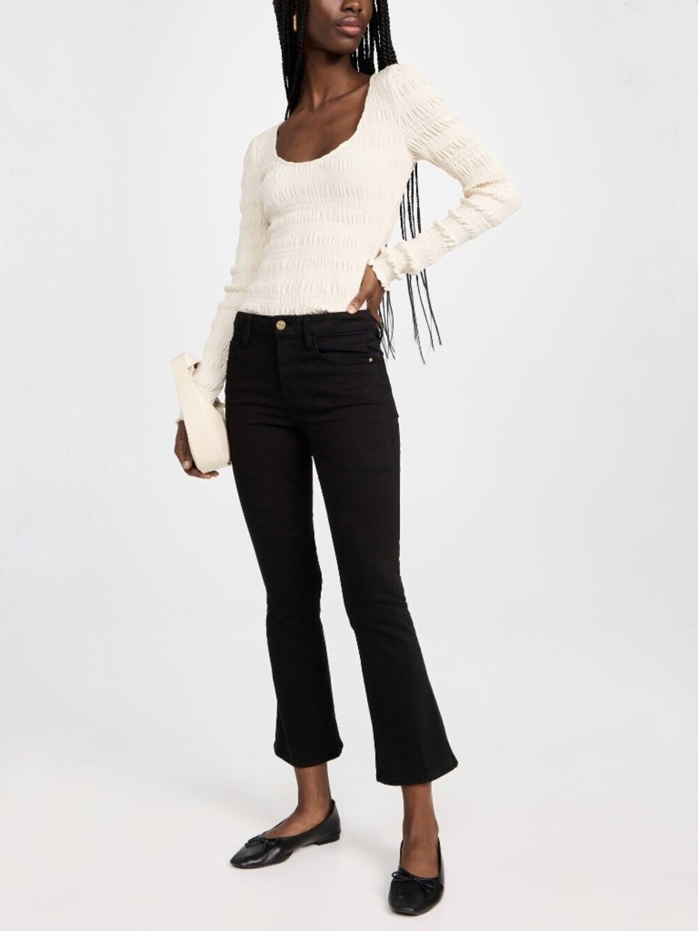 FRAME Le Crop Mini Boot Black Film Noir High Rise Cropped Bootcut Jeans, Size 26